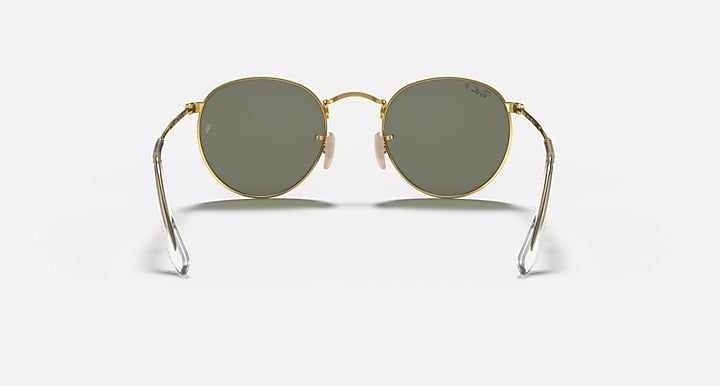 Ray-Ban ROUND METAL Arista Gold with G-15 Green Polarized Solid Color lenses - Back