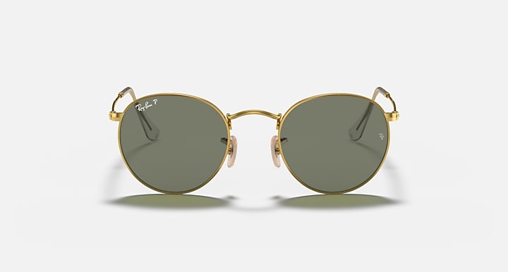 Ray-Ban ROUND METAL Arista Gold with G-15 Green Polarized Solid Color lenses - Front