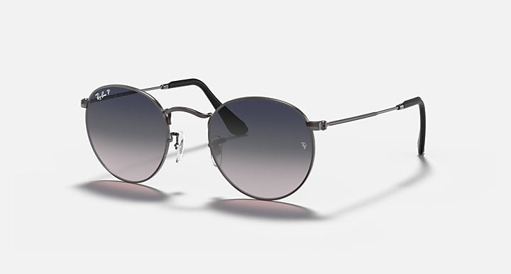 Ray-Ban ROUND METAL @COLLECTION Gunmetal with Polarized Blue & Grey Gradient Gradient lenses - Quarter