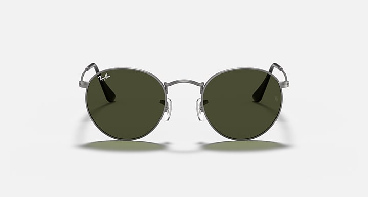 Ray-Ban ROUND METAL Gunmetal with G-15 Green Solid Color lenses - Front