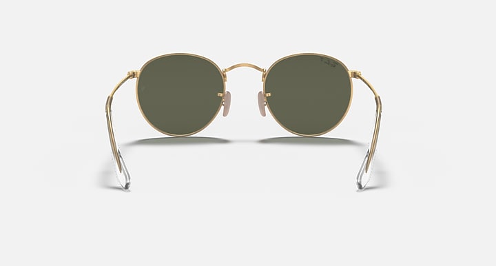 Ray-Ban ROUND METAL Gold with G-15 Green Polarized Solid Color lenses - Back