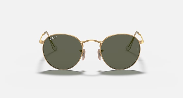 Ray-Ban ROUND METAL Gold with G-15 Green Polarized Solid Color lenses - Front