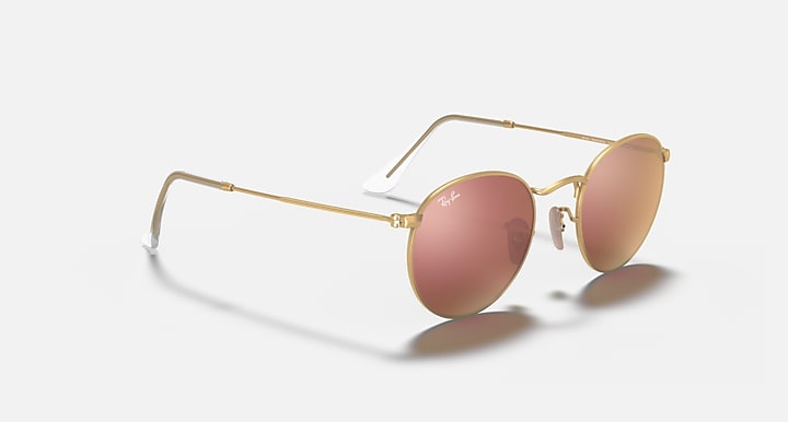 Ray-Ban ROUND FLASH LENSES Gold with Brown Solid Color - Mirror lenses - Alternative