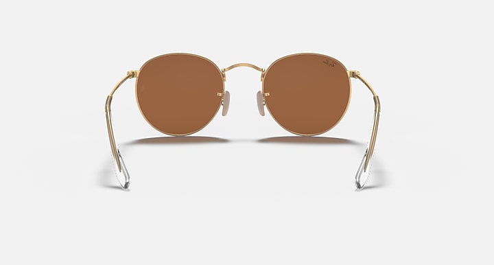 Ray-Ban ROUND FLASH LENSES Gold with Brown Solid Color - Mirror lenses - Back