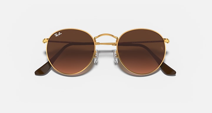 Ray-Ban ROUND METAL Light Bronze with Pink/Brown Gradient Gradient lenses - Closed Front