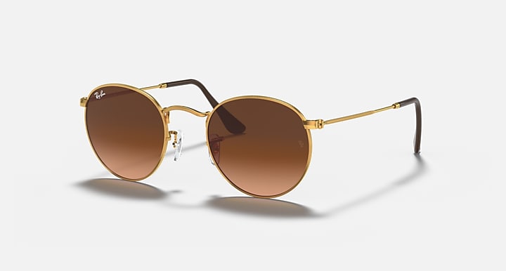 Ray-Ban ROUND METAL Light Bronze with Pink/Brown Gradient Gradient lenses - Quarter