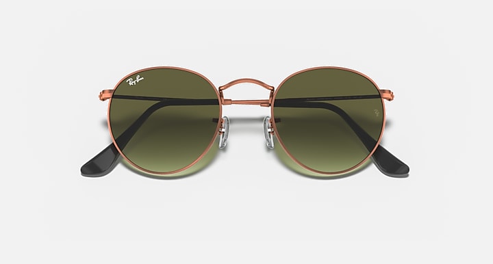 Ray-Ban ROUND METAL Bronze-Copper with Green Gradient Gradient lenses - Closed Front