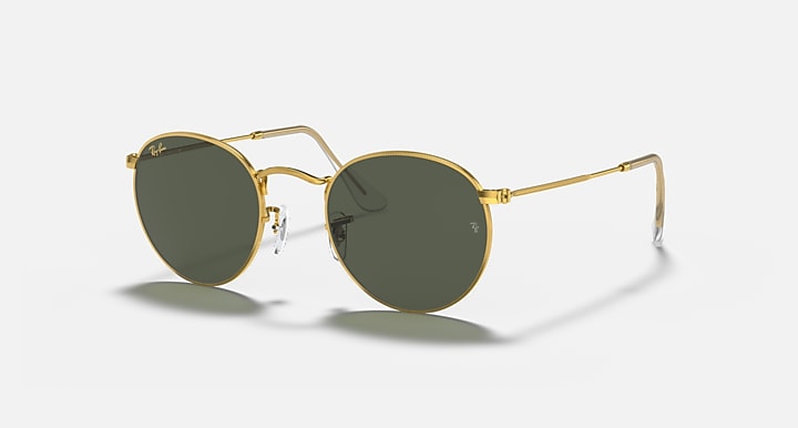 Ray-Ban ROUND METAL LEGEND GOLD Gold with G-15 Green Solid Color lenses - Quarter