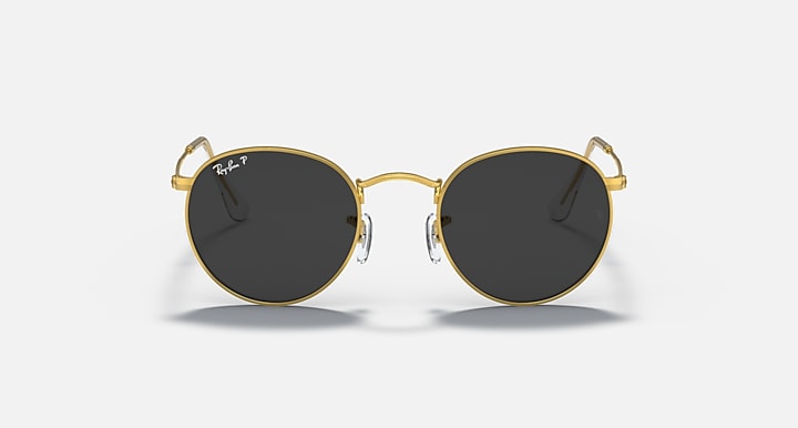 Ray-Ban ROUND METAL Gold with Black Polarized Solid Color lenses - Front