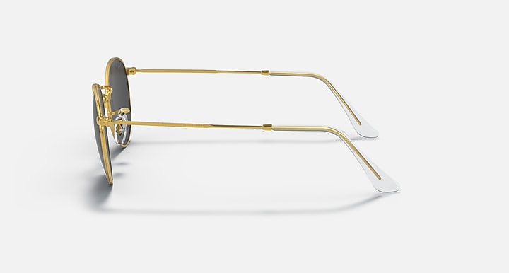 Ray-Ban ROUND METAL Gold with Black Polarized Solid Color lenses - Lateral