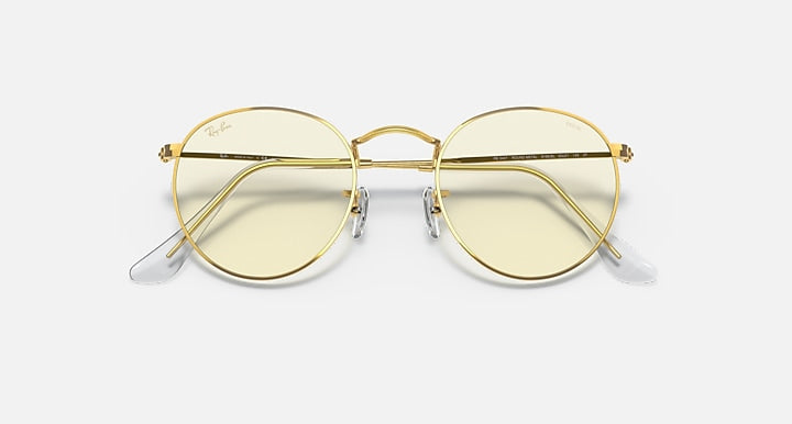 Ray-Ban ROUND BLUE-VIOLET LIGHT CLEAR EVOLVE Gold with Clear Photochromic lenses - Closed Front