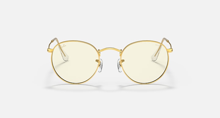 Ray-Ban ROUND BLUE-VIOLET LIGHT CLEAR EVOLVE Gold with Clear Photochromic lenses - Front