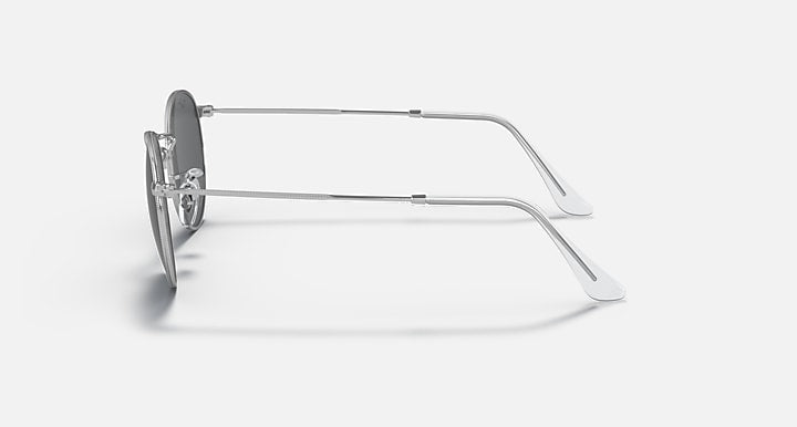 Ray-Ban ROUND METAL LEGEND GOLD Silver with Dark Grey Solid Color lenses - Lateral