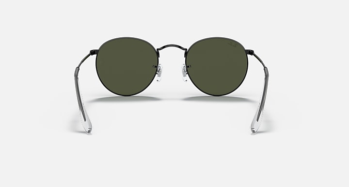 Ray-Ban ROUND METAL LEGEND GOLD Black with G-15 Green Solid Color lenses - Back
