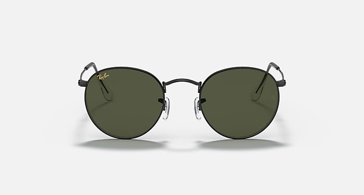 Ray-Ban ROUND METAL LEGEND GOLD Black with G-15 Green Solid Color lenses - Front