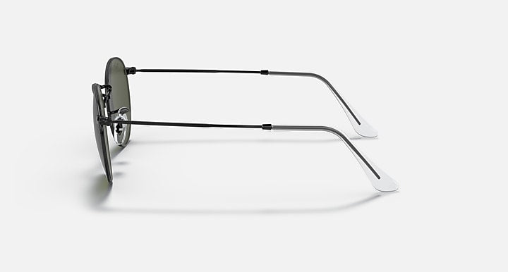 Ray-Ban ROUND METAL LEGEND GOLD Black with G-15 Green Solid Color lenses - Lateral