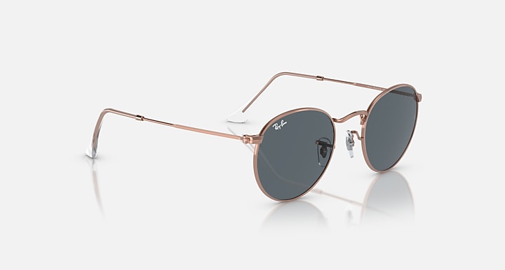 Ray-Ban ROUND METAL ROSE GOLD Rose Gold with Blue Solid Color lenses - Alternative