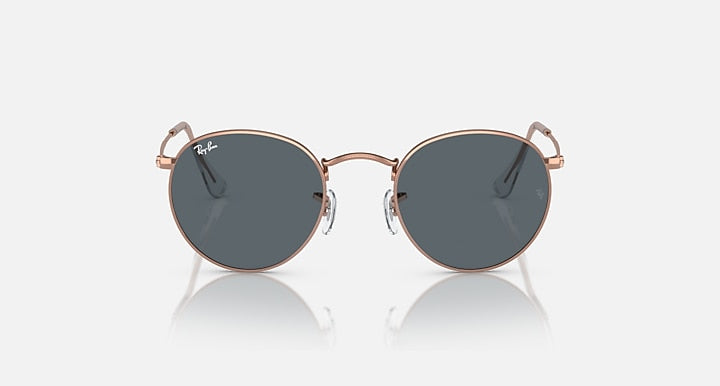 Ray-Ban ROUND METAL ROSE GOLD Rose Gold with Blue Solid Color lenses - Front