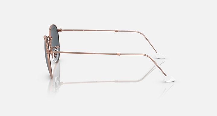 Ray-Ban ROUND METAL ROSE GOLD Rose Gold with Blue Solid Color lenses - Lateral