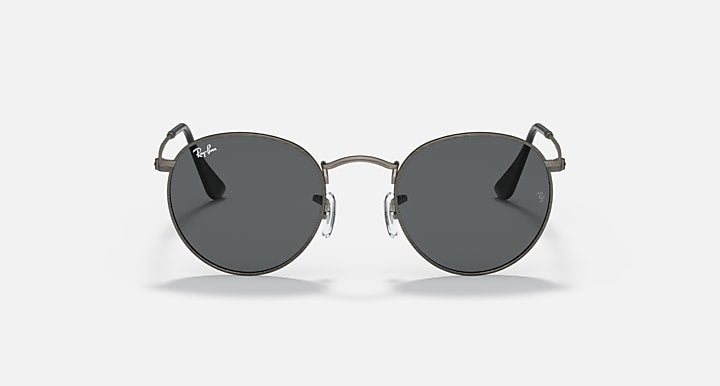 Ray-Ban ROUND METAL ANTIQUED Gunmetal; Antique Gunmetal with Dark Grey Solid Color lenses - Front