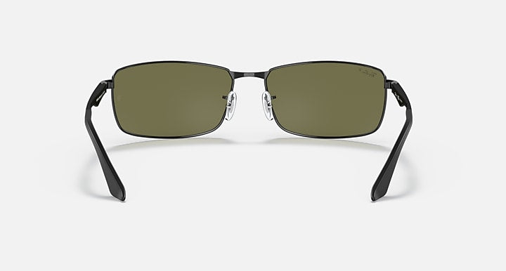 Ray-Ban RB3498 Black with G-15 Green Polarized Solid Color lenses - Back