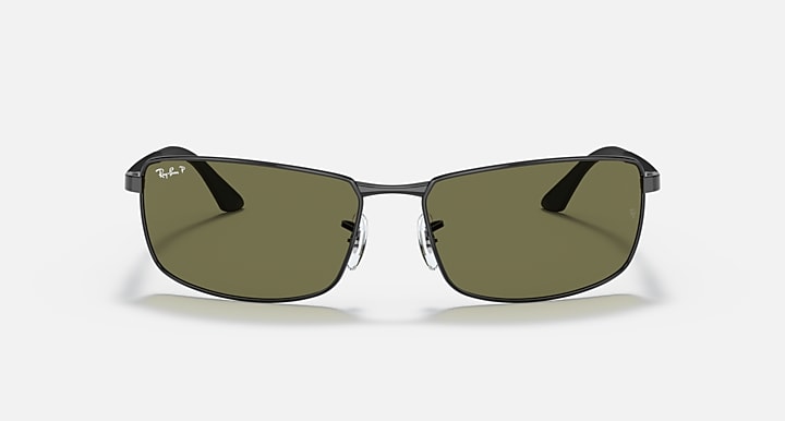 Ray-Ban RB3498 Black with G-15 Green Polarized Solid Color lenses - Front