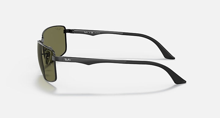 Ray-Ban RB3498 Black with G-15 Green Polarized Solid Color lenses - Lateral