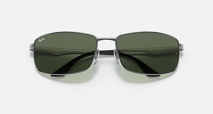 Ray-Ban RB3498 Gunmetal with G-15 Green Solid Color lenses - Closed Front