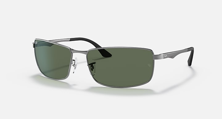 Ray-Ban RB3498 Gunmetal with G-15 Green Solid Color lenses - Quarter
