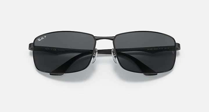Ray-Ban RB3498 Black with Grey Polarized Gradient lenses - Closed Front