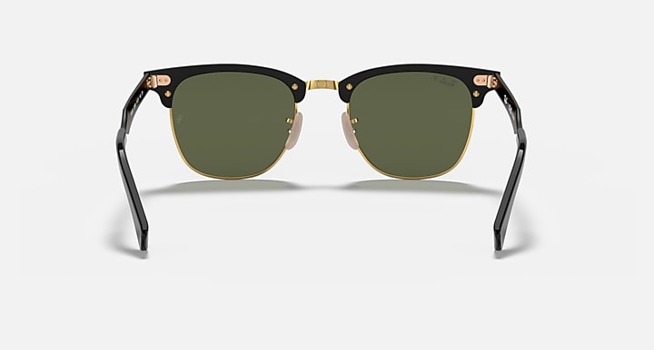 Ray-Ban CLUBMASTER ALUMINUM Black On Gold with G-15 Green Polarized Solid Color lenses - Back