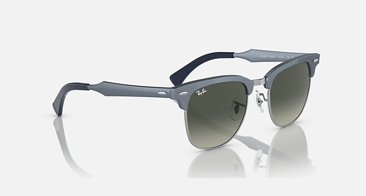 Ray-Ban CLUBMASTER ALUMINUM Blue On Silver; Blue with Grey Gradient lenses - Alternative