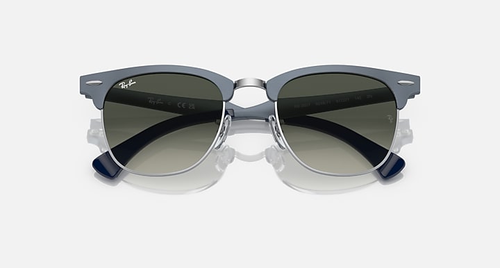 Ray-Ban CLUBMASTER ALUMINUM Blue On Silver; Blue with Grey Gradient lenses - Closed Front