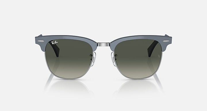 Ray-Ban CLUBMASTER ALUMINUM Blue On Silver; Blue with Grey Gradient lenses - Front