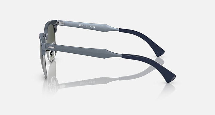Ray-Ban CLUBMASTER ALUMINUM Blue On Silver; Blue with Grey Gradient lenses - Lateral
