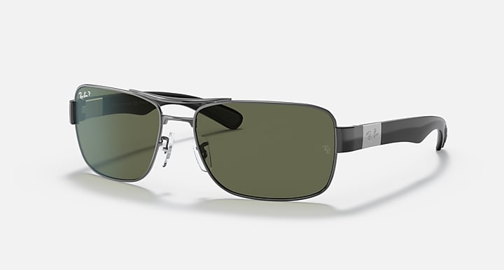 Ray-Ban RB3522 Gunmetal with G-15 Green Polarized Solid Color lenses - Quarter