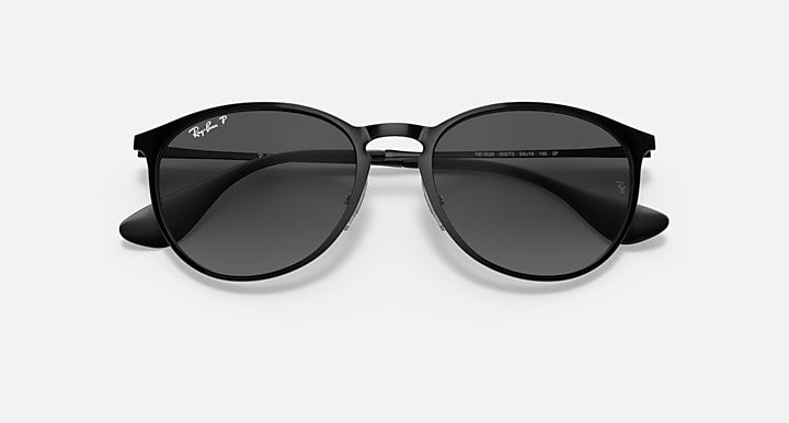 Ray-Ban ERIKA METAL Black with Grey Polarized Gradient lenses - Closed Front