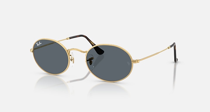Ray-Ban OVAL FLAT LENSES Arista Gold with Blue Solid Color lenses - Quarter
