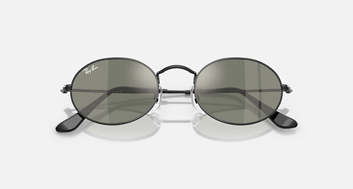 Ray-Ban OVAL FLAT LENSES Black with Bronze Solid Color - Mirror lenses - Closed Front