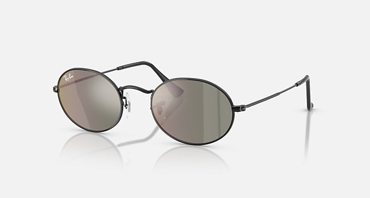 Ray-Ban OVAL FLAT LENSES Black with Bronze Solid Color - Mirror lenses - Quarter