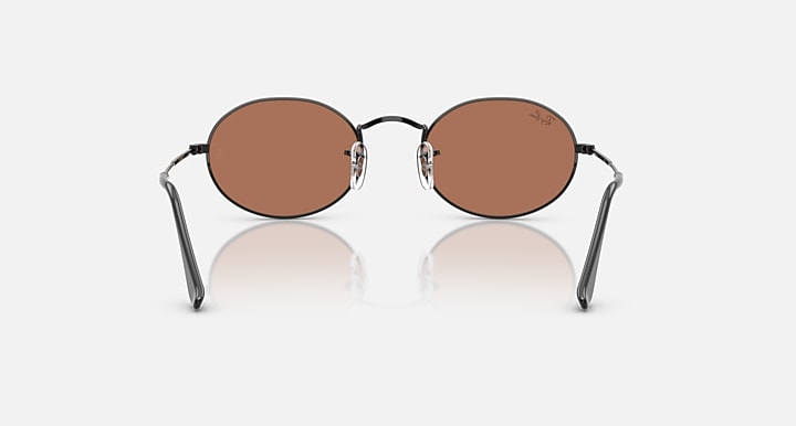 Ray-Ban OVAL FLAT LENSES Black with Brown Mirror Gold Solid Color - Mirror lenses - Back