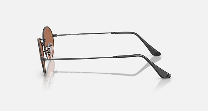 Ray-Ban OVAL FLAT LENSES Black with Brown Mirror Gold Solid Color - Mirror lenses - Lateral
