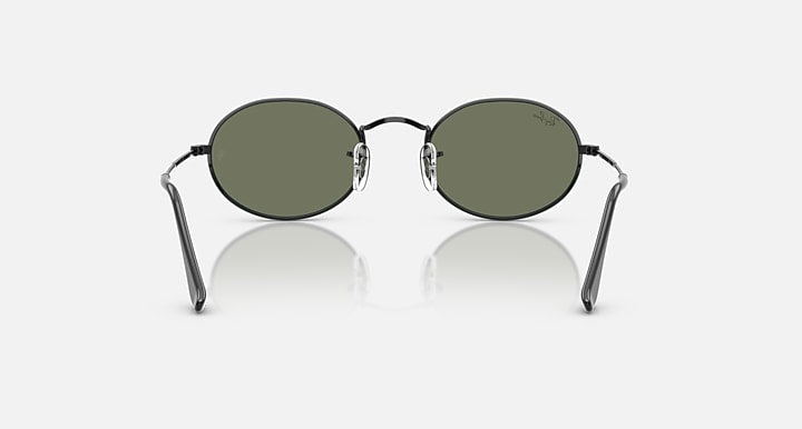 Ray-Ban OVAL FLAT LENSES Black with Blue Solid Color - Mirror lenses - Back