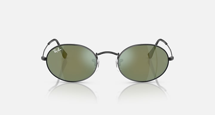 Ray-Ban OVAL FLAT LENSES Black with Blue Solid Color - Mirror lenses - Front