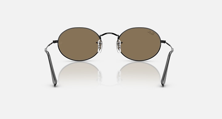 Ray-Ban OVAL FLAT LENSES Black with Blue Solid Color - Mirror lenses - Back