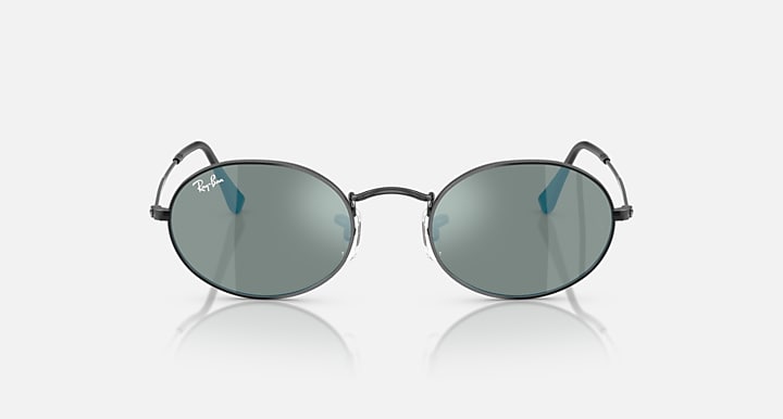 Ray-Ban OVAL FLAT LENSES Black with Blue Solid Color - Mirror lenses - Front