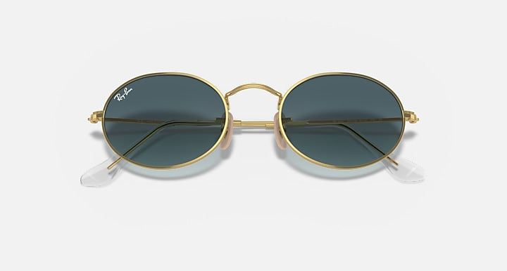 Ray-Ban OVAL METAL Arista Gold with Blue Gradient Gradient lenses - Closed Front