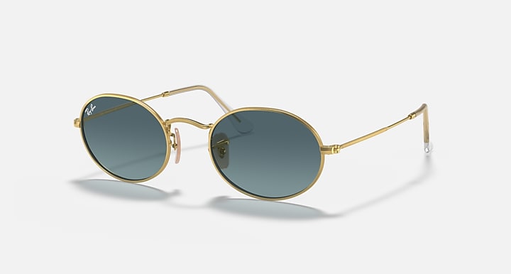 Ray-Ban OVAL METAL Arista Gold with Blue Gradient Gradient lenses - Quarter