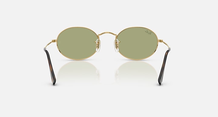 Ray-Ban OVAL METAL SUMMER CAPSULE Arista Gold with Bottle Green Solid Color lenses - Back