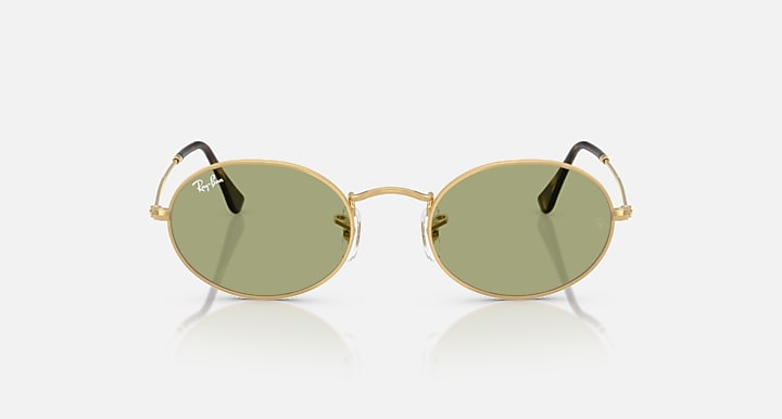 Ray-Ban OVAL METAL SUMMER CAPSULE Arista Gold with Bottle Green Solid Color lenses - Front